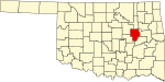 State map highlighting Okmulgee County