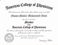 Membership diploma of the American College of Physicians