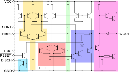 555 internal schematic of bipolar version