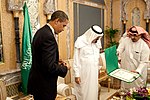 President Barack Obama receives the King Abdul Aziz Order of Merit on June 3, 2009.