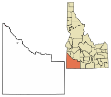 Location of Homedale in Owyhee County, Idaho.