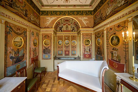 Empire style - Napoleon's bath of the Château de Rambouillet, Rambouillet, France, painted by Godard and Jean Vasserot, 1806