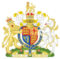 Mit dem Einhorn Schildhalter im Wappen des Vereinigten Königreichs