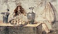 Still Life with eggs, birds and bronze dishes, Pompeia