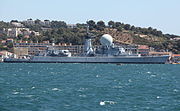 The frigate Suffren in Saint-Mandrier-sur-Mer, retired from active service, used as a wave-breaker (2011)