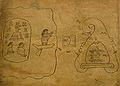 Folio 1. The Colhuacan glyph, on the right, has an uncovered draft line on its left side.[25]
