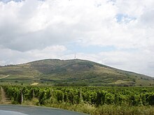 Terrain of Tokay. The vineyard is backed by a mountain, an ancient extinct volcano, giving a terrain of high quality for growing grapes.