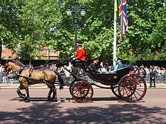 One of two Royal Mews barouches carrying members of the Royal Family at the 2009 Trooping the Colour.