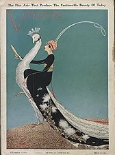 Japanese inspiration/Japonisme: Cover of Vogue, November 15, 1911, by George Wolfe Plank, chromolithograph, multiple locations[37]