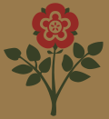 The divisional insignia, the Red Rose of Lancaster, used during the Second World War