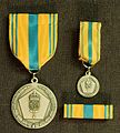 Medal, miniature medal and ribbon bar of Life Guards Medal of Merit III in silver