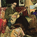 Armando de Basto: Gitarrenspieler (O meu violão não tem cordas, só serve para isto, Bildnis Dr. Pimentel, 1918, Öl auf Leinwand, 104,5 × 104,5 cm)