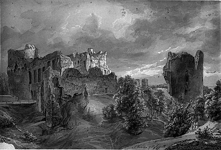 A drawing of Cēsis Castle by August Matthias Hagen on the 17th of August 1842