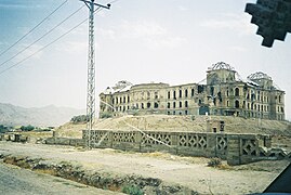 2006: Northern elevation showing shelling damage inflicted during mujahideen fighting for Kabul after Soviet withdrawal