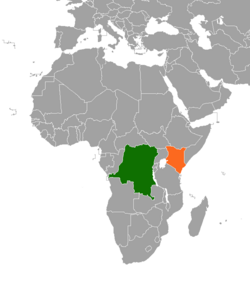 Map indicating locations of Democratic Republic of the Congo and Kenya