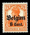 Belgium, World War I: German postage stamp overprinted with "Belgium" for use during the German occupation