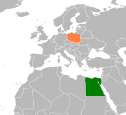 Map indicating locations of Egypt and Poland