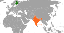Map indicating locations of Finland and India