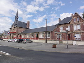 The town hall and schools of Flavy-le-Martel