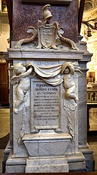 Tomb of Ferdinand van den Eynde, designed and executed by François Duquesnoy, 1633–1640, marble, Santa Maria dell'Anima, Rome, Italy