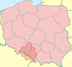 Location of Upper Silesia on the map of Poland