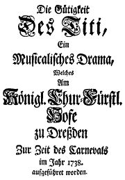 Johann Adolph Hasse – La clemenza di Tito – Titelseite des Librettos – Dresden 1738