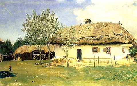 Ukrainian traditional peasant house painted by Repin (1880), Kyiv National Art Gallery