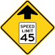 Zeichen W3-5 Niedrigere Höchstgeschwindigkeit voraus