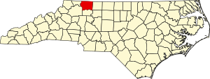Map of North Carolina highlighting Surry County