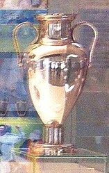 Die Originaltrophäe des Europapokals der Landesmeister von 1956 bis 1966 im Vereinsmuseum von Real Madrid