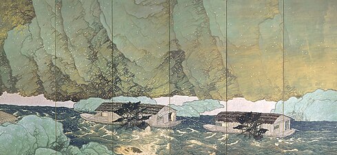 Right panel of the Yuku Haru (行く春, Parting Spring) by Kawai Gyokudō, 1916. Important Cultural Property. National Museum of Modern Art, Tokyo.