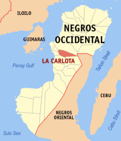Map of Negros Occidental with La Carlota highlighted