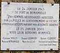 Memorial plaque to women of the Resistance sent to Auschwitz from Romainville