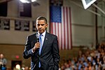 President Barack Obama speaks at Portsmouth High School in Portsmouth, N.H., at a town hall meeting about health care reform on Aug. 11, 2009