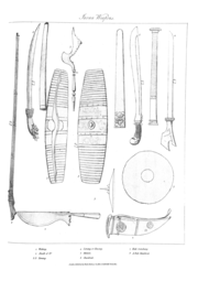 Javanese weapons, including a Balinese istinggar (1.9 m long) at the left.