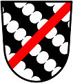 a scarpe—Argent, three bends engrailed sable, over all a scarpe gules—Blage, England