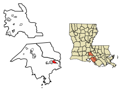 Location of Morgan City in St. Mary Parish, Louisiana.