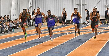 UMary Men's Track and Field in the UMary Fieldhouse
