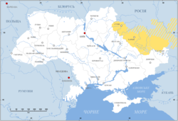 Location of Sloboda Ukraine (yellow) in Ukraine