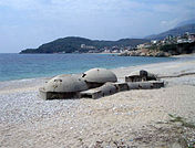 A "triple series" of linked Qender Zjarri bunkers in the coast of Himara, southern Albania