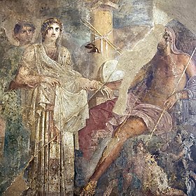 Cronus and Rhea assisted by Iris, fresco, fourth style, c. 65 CE