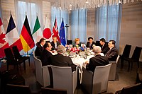 G7 leaders during the emergency meeting about the 2014 Russian annexation of Crimea, hosted by the Netherlands