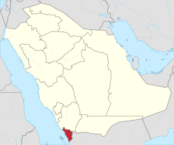 Map of Saudi Arabia with Jazan highlighted