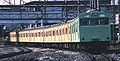 Akabane Line KuHa 103-273 car with air-conditioning coupled with non air-conditioned middle cars, 1979