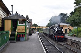 Steam locomotive at Ropley station