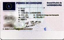 Luxembourg, permis de conduire CE (recto)