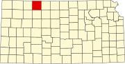 Map of Kansas highlighting Norton County