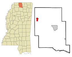 Location in Marshall County and the state of Mississippi