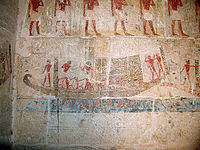 Darstellung einer Bootszene an der Grabwand