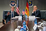 Secretary Blinken with German Foreign Minister Heiko Maas at Ramstein Air Base, Germany, September 2021